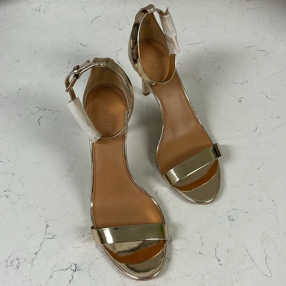 J. Crew Gold Metallic High-Heel Sandals, Ankle Straps, Size 9 1/2” New - Picture 16 of 16